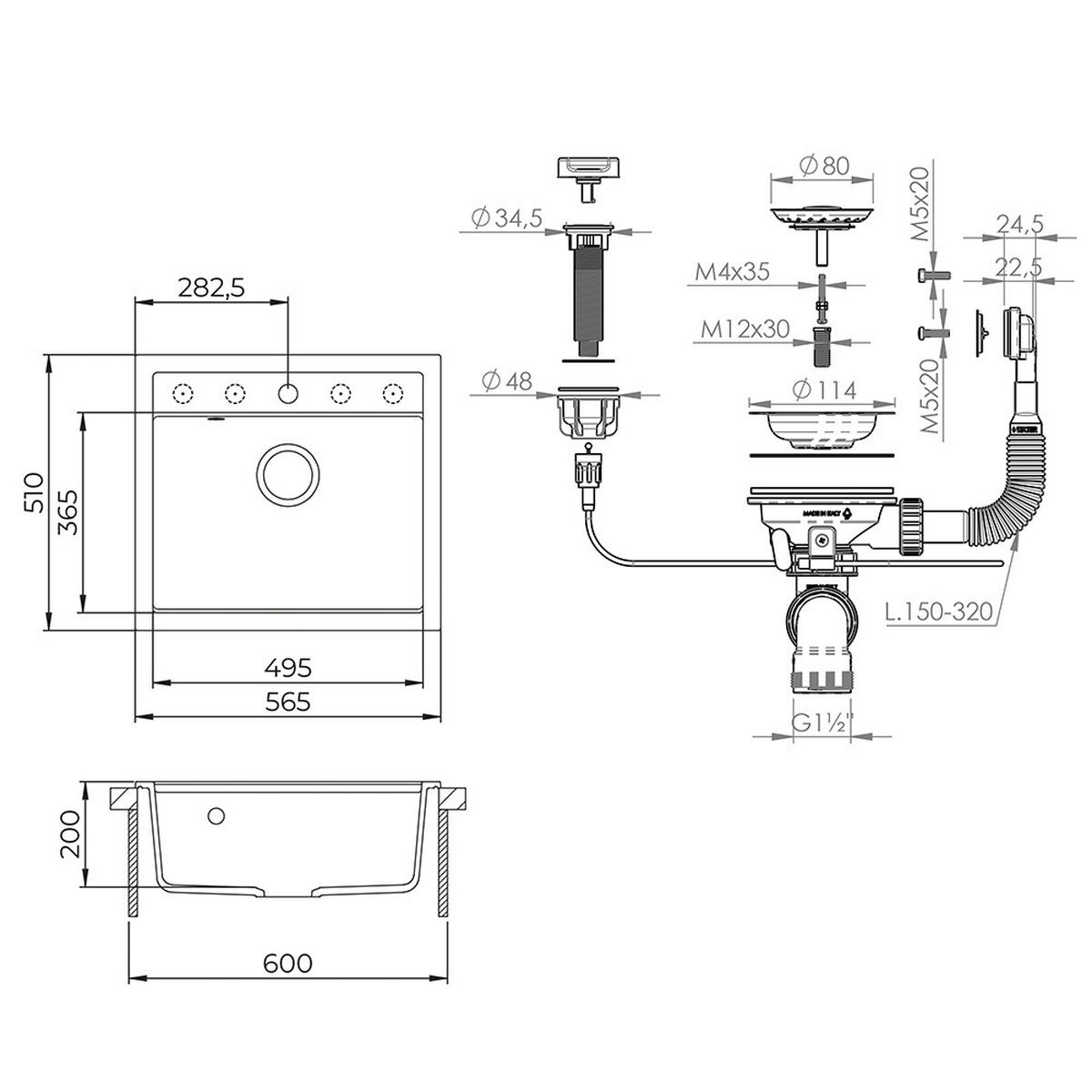 UMYVADLO Paris Beton - šedá, keramika (57/20/51cm) - Bergstroem