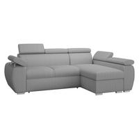 ECKSOFA Boston Mini Premium Cord 2RLC Seite: Rechts 2R+LC - Chromfarben/Hellgrau, Holz/Textil (255/170cm) - MIRJAN24
