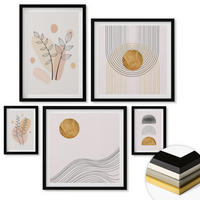 WANDBILDER 5er-Set - 50x50 cm & 20x30 cm & 40x60 cm Schwarzer Rahmen - Berge, Wasserfälle, Vögel, Blumen - Schwarz, Kunststoff (40/60cm) - ArtPrintCave