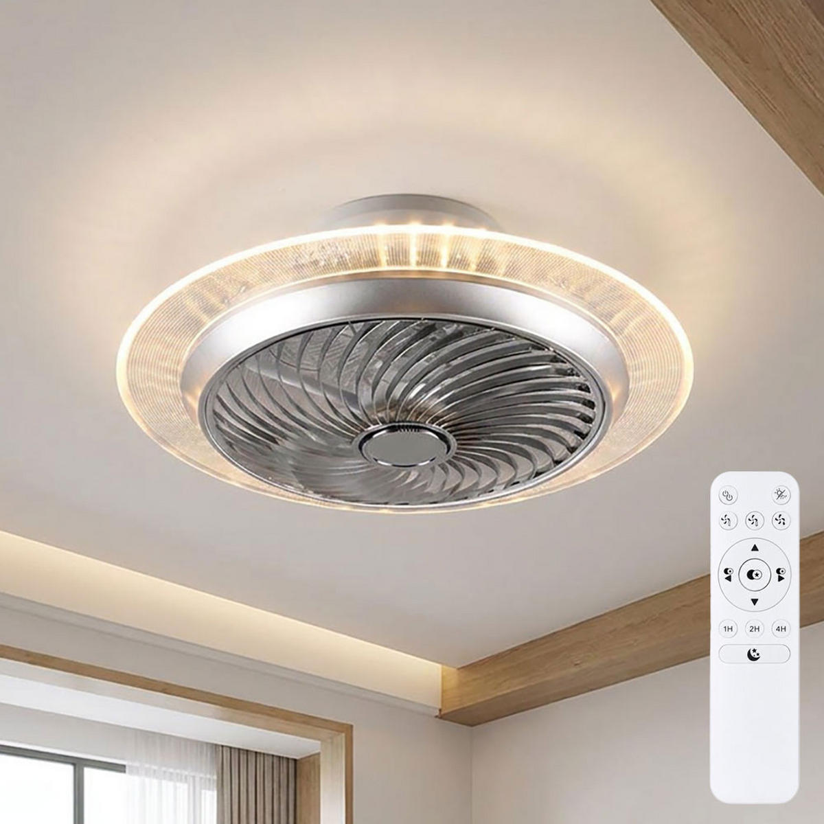 LED DECKENLEUCHTE NARVIK Silber Chrom - Silberfarben, Metall (55/55/22cm)
