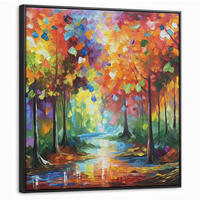 LEINWAND Bilder mit Rahmen - Landschaft - Wald - Farben - Natur - 90x90 - Multicolor, Textil (90/90cm) - MuchoWow