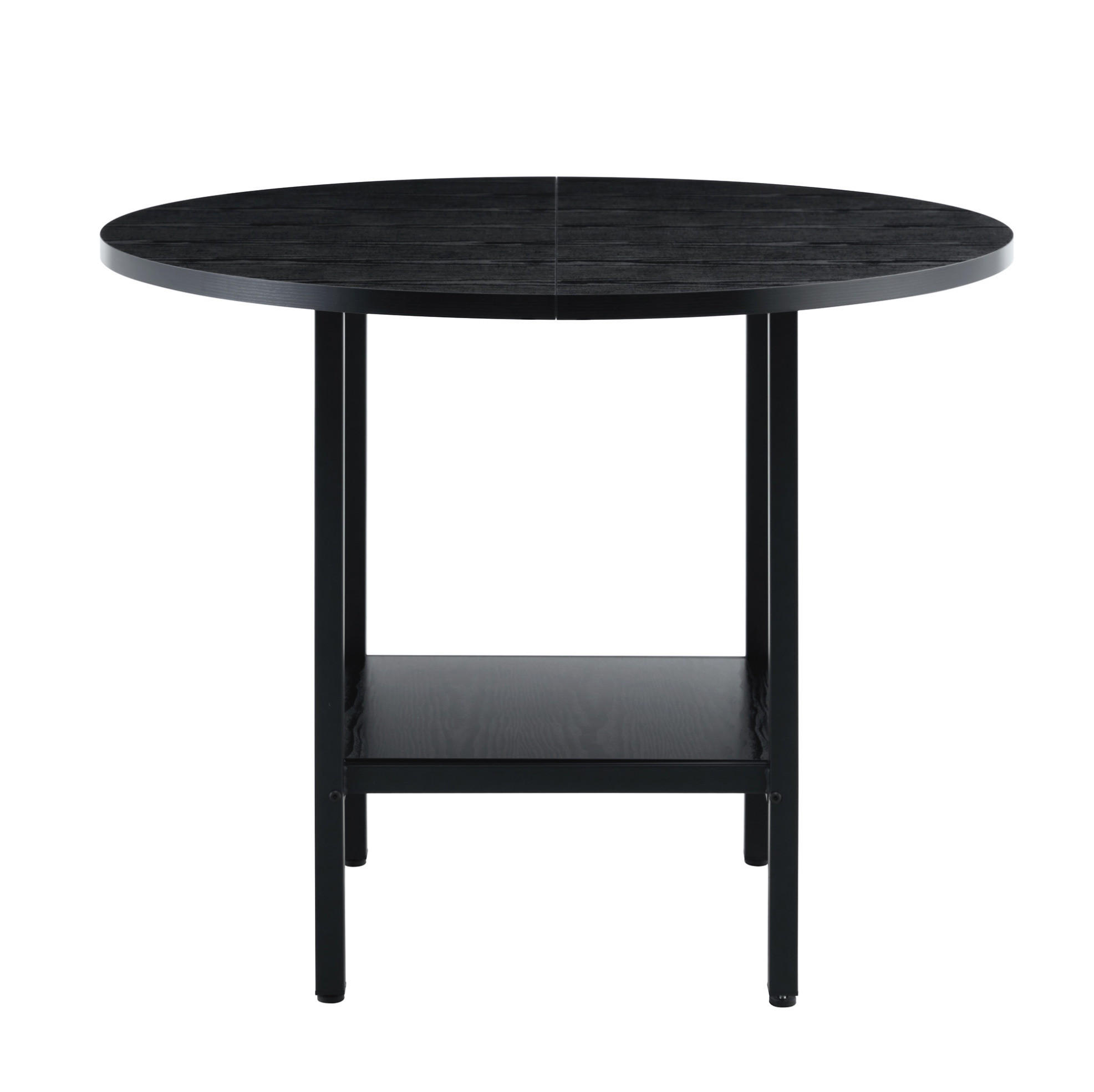 OKWISH JÍDELNÍ stůl 100/100/77 cm černý z MDF a kovu s úložnou policí