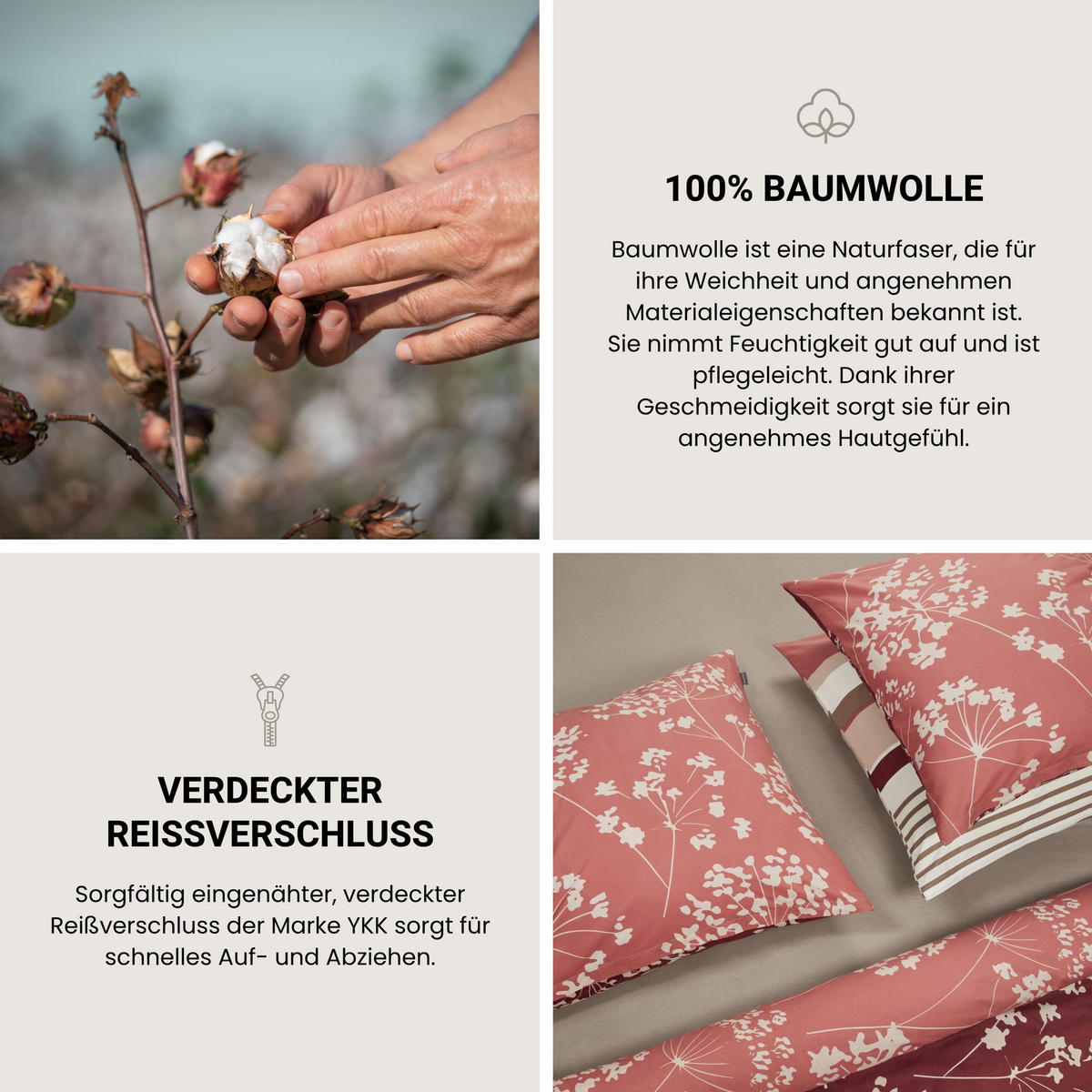 BETTWÄSCHESET Alyssa - Renforcé - 2-teilig - 135x200 cm - Altrosa - Altrosa, Textil (135/200cm) - SCHIESSER