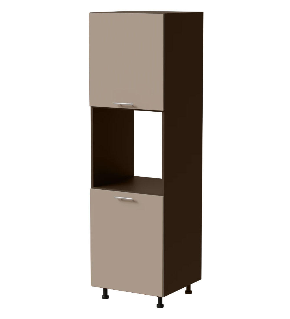 BACKOFENUMBAUSCHRANK Brerra D14/RU/2D RAL 1019 graubeige Matt / Lava Matt 60 / 59 / 207cm - Dunkelgrau/Beige, Holz/Holzwerkstoff (60/207/59cm) - Feldmann-Wohnen