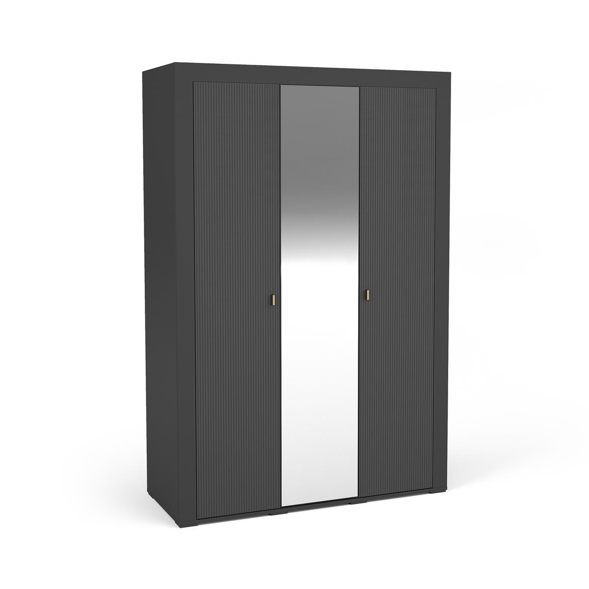 DREHTÜRENSCHRANK Monta mit 3 Türen, Schwarz - Schwarz, Holzwerkstoff (137/206/56cm) - Beautysofa