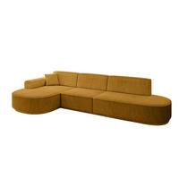 ECKSOFA Ottomane Links MARI-L2-v3 - 317x163x81 cm Senfgelb Cord - Gelb/Schwarz, Holzwerkstoff/Kunststoff (317/163cm) - ALTDECOR