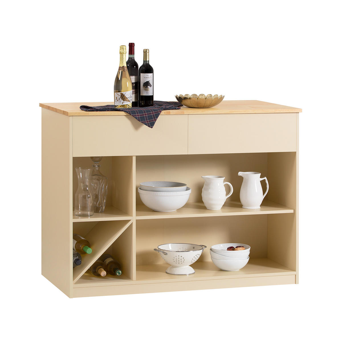 KÜCHENINSEL Beige - Beige, Holzwerkstoff (120/90/60cm) - SoBuy