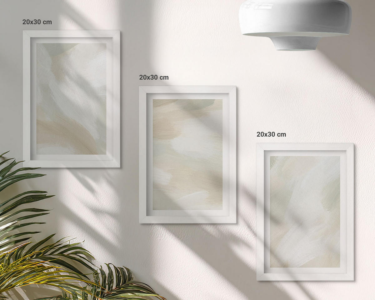 WANDBILDER 3er-Set - 20x30 cm Weißer Rahmen - Minimalismus der Farbstruktur - Weiß, Kunststoff (20/30cm) - ArtPrintCave
