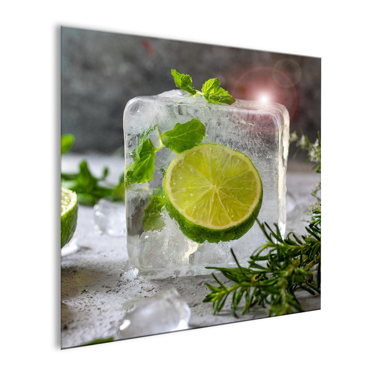 GLASBILD 30x30 cm Küche Eiswürfel - Anthrazit, Glas (30/30cm) - artissimo