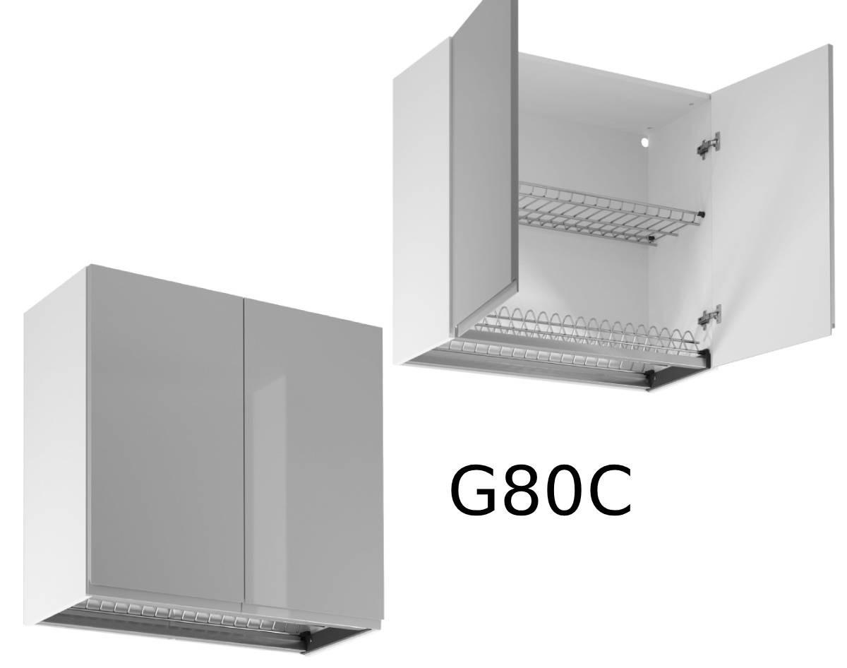 KÜCHENZEILE 300 cm - Aspen KA5-M300 - in Grau/Hochglanz - Grau, Holz (300/212/58cm)