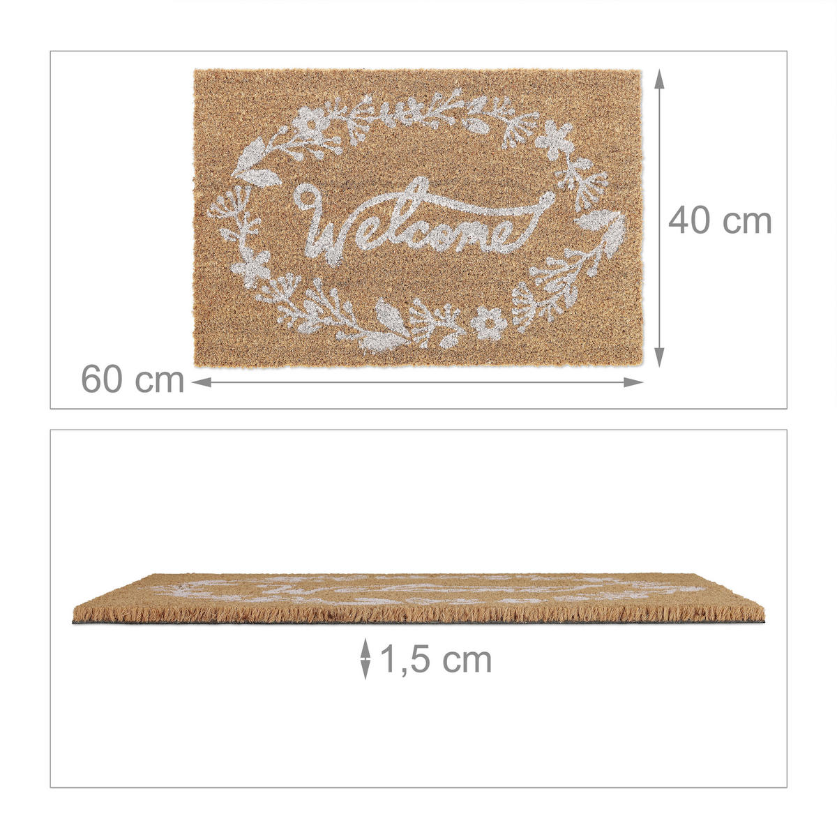 FUßMATTE - Hellbraun, Kunststoff/Textil (60/40cm) - Relaxdays