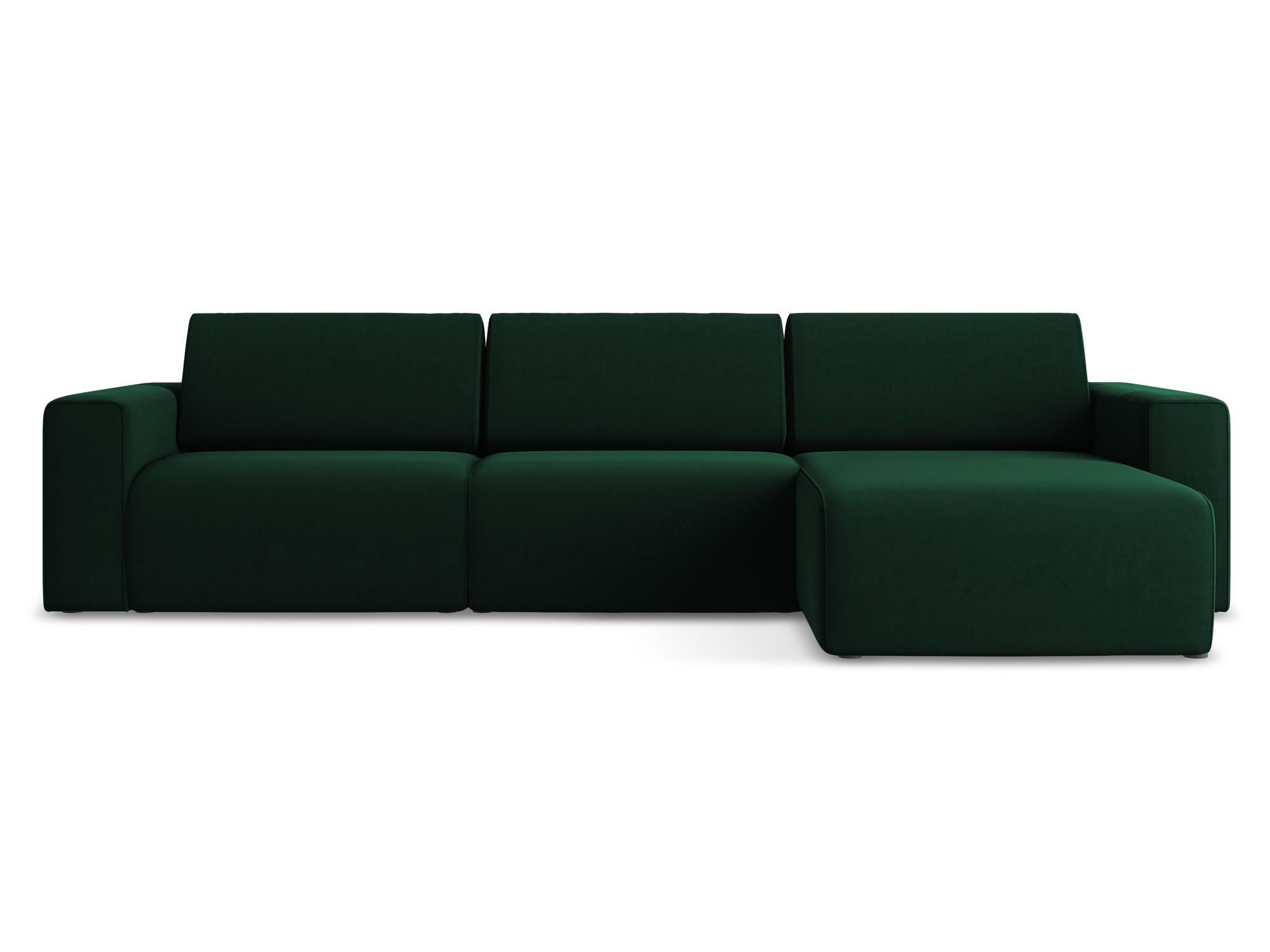 ECKSOFA Rechts Samt Stoff Grün - Blau/Dunkelgrün, Kunststoff/Textil (314/167cm) - Makamii