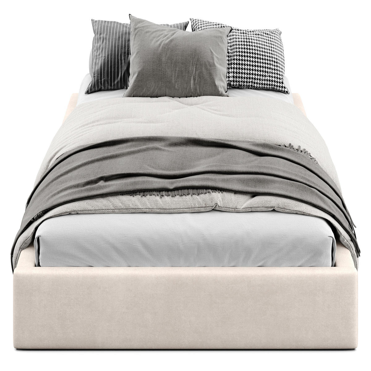POLSTERBETT 120x200cm Bett mit Stauraum Lattenrost Creme - Creme, Holz/Holzwerkstoff (120/200cm) - Muralo