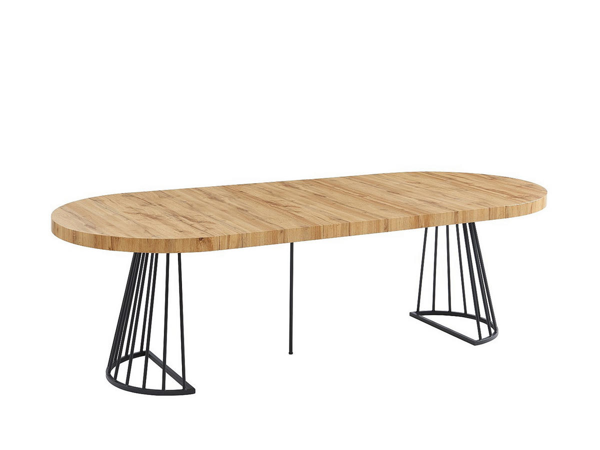 AUSZIEHBARER Tisch - 2 , 4 , 8 , 10 , 12 -Sitzer - MDF - schwarz, naturfarben hell - FIRELA - Schwarz/Naturfarben, Holz (110/260/76cm) - Vente-Unique