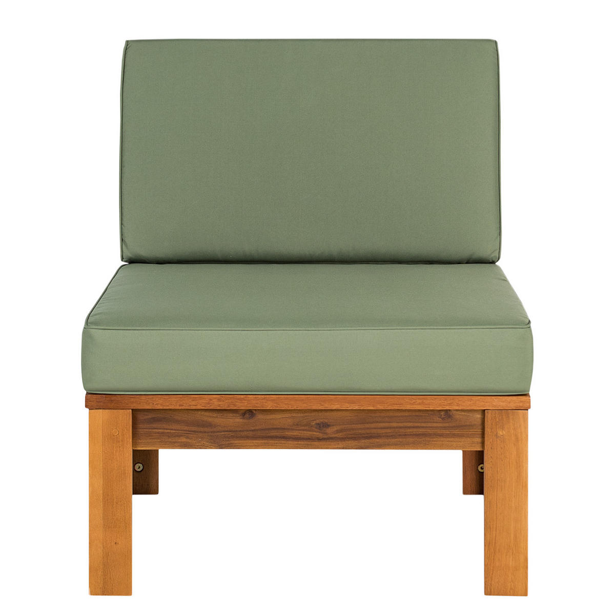 LOUNGESESSEL - Webstoff / Akazie massiv - Olivgrün, Holz/Textil (60/73/71cm) - home24