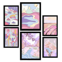 POSTER Set Mit 6 Ungestörte Natur A3 & A4 Schwarzer Rahmen - Schwarz, Papier (29/3cm) - Nacnic