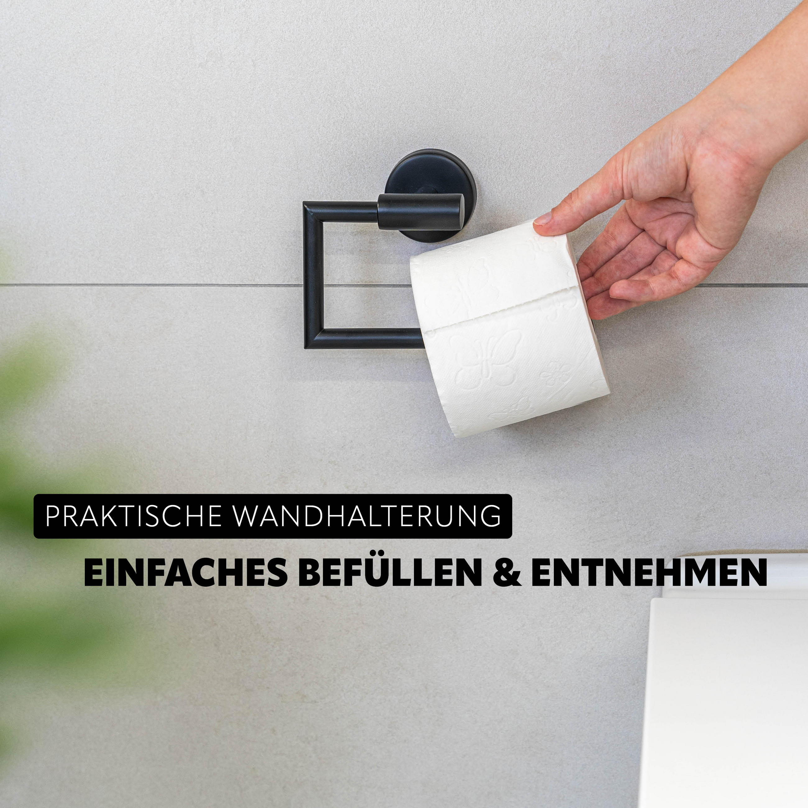 Thumbnail - Toilettenpapierhalter, Schwarz, Metall, 15.5x11x6 cm, Badaccessoires