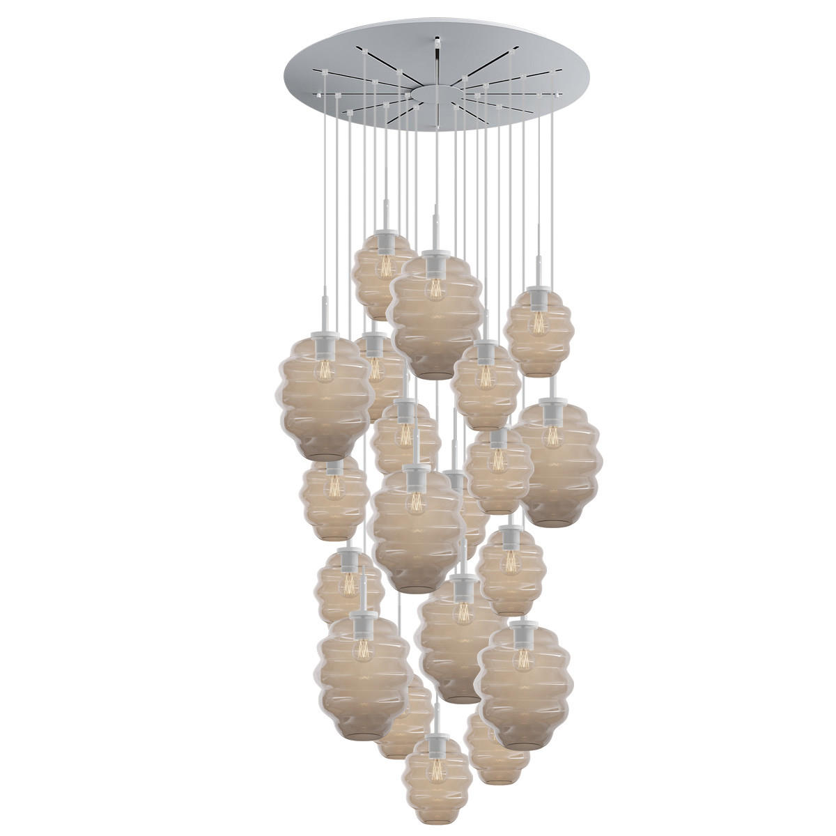 GALERIELEUCHTE Echos 20-flammig Klar Ø 18/25cm - Klar/Weiß, Glas (18/18/20cm) - s.luce