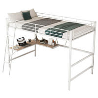 HOCHBETT 90/200 cm aus Metall mit Schreibtisch und Regal in Weiß - Weiß, Metall (90/200cm) - Flora Grace