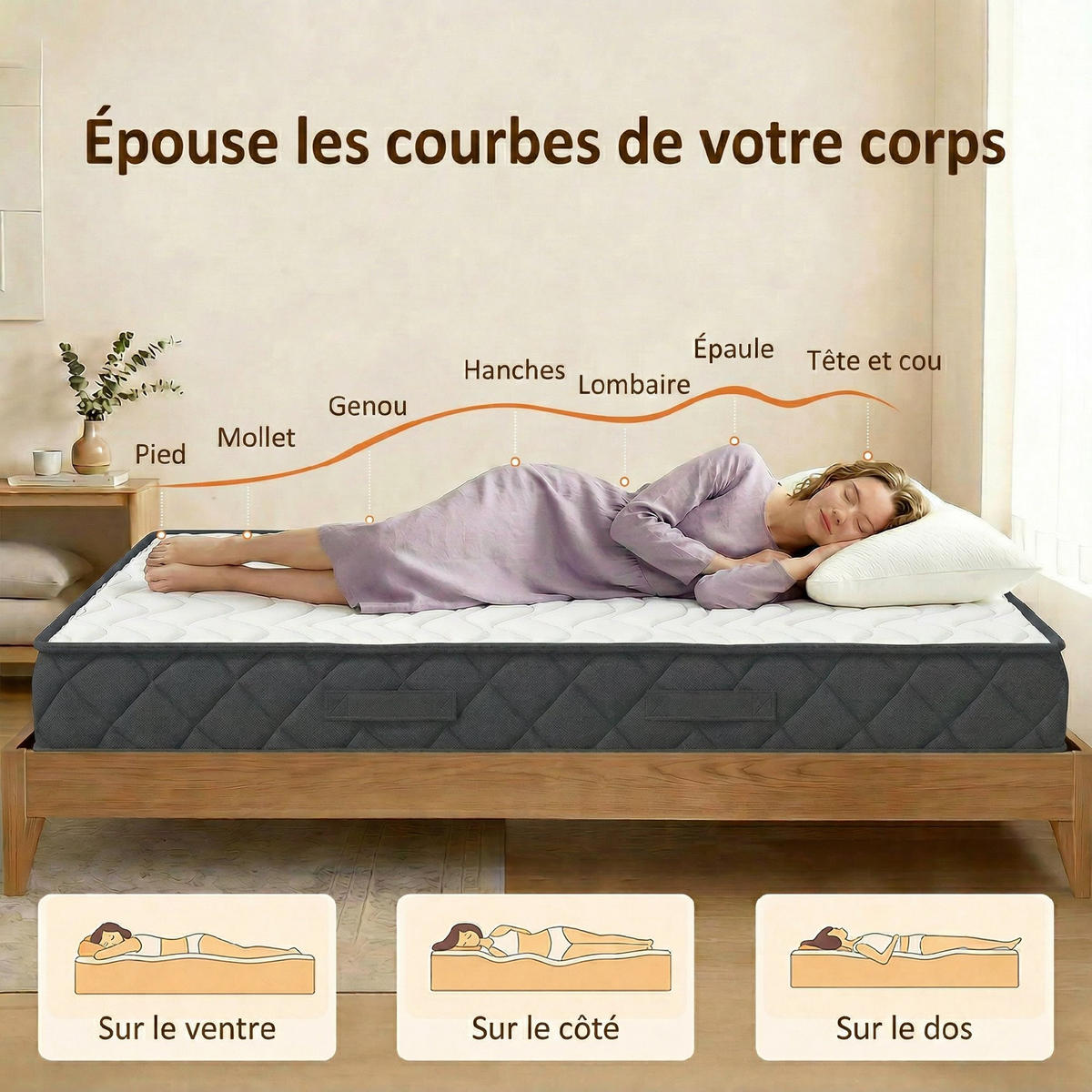 MATRATZE 160/200 cm DE-18539 20 cm Memory-Schaum - Grau, Textil (160/200cm) - ComfortXL