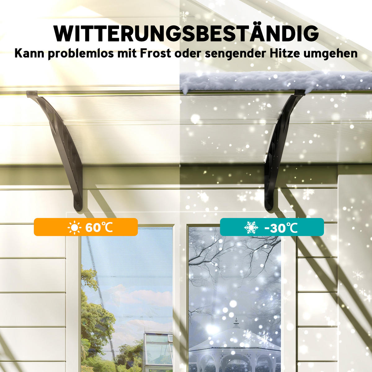 VORDACH DE-07502 mit UV-Schutz und Wandhalterung Weiß - Weiß, Kunststoff/Metall (295/23.5/90cm) - ComfortXL