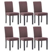 STUHL 6er Set Stoff braun - Schwarz/Braun, Holz/Textil (41/91/47cm) - CLP