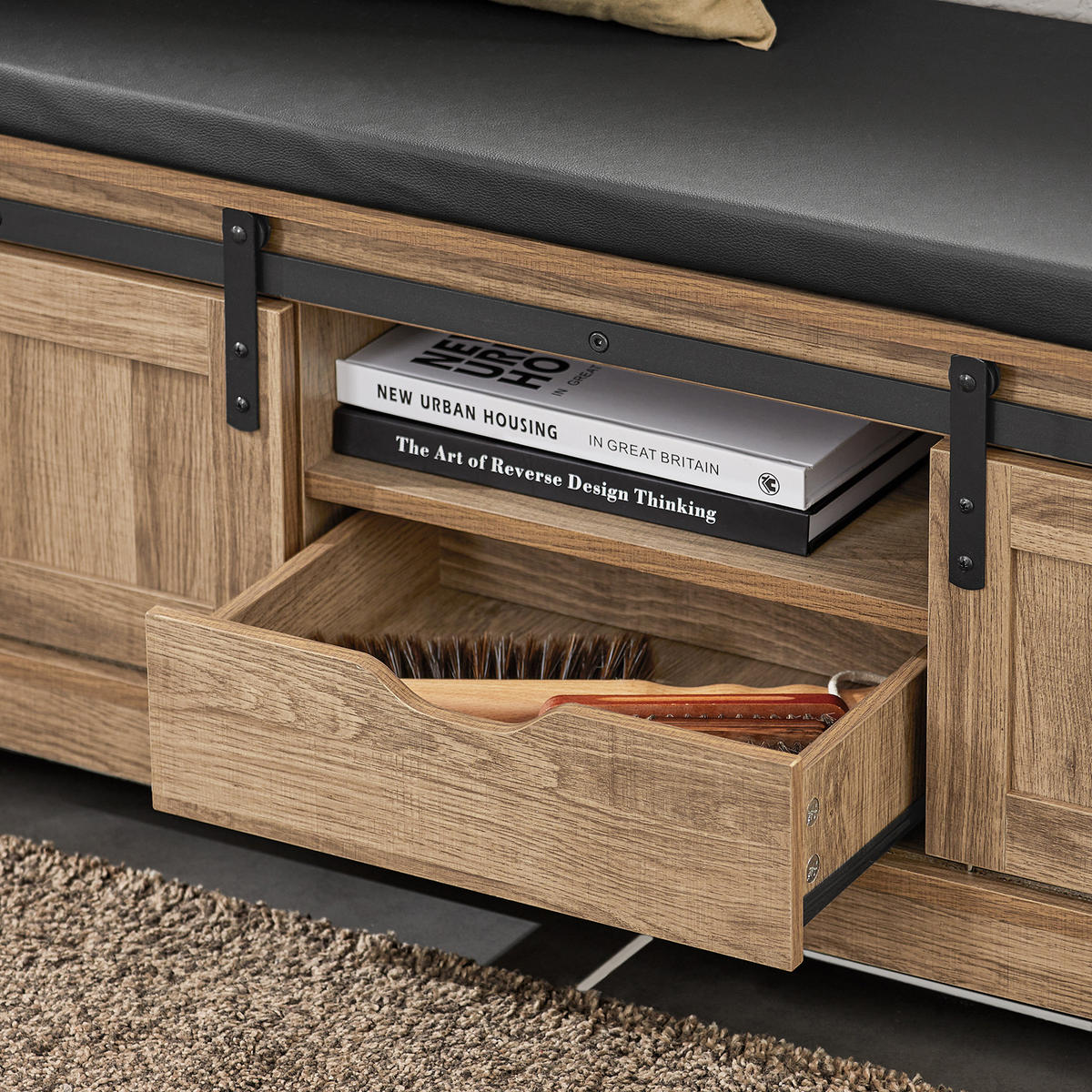 SCHUHBANK Natur - Braun, Holzwerkstoff (100/46/35cm) - SoBuy