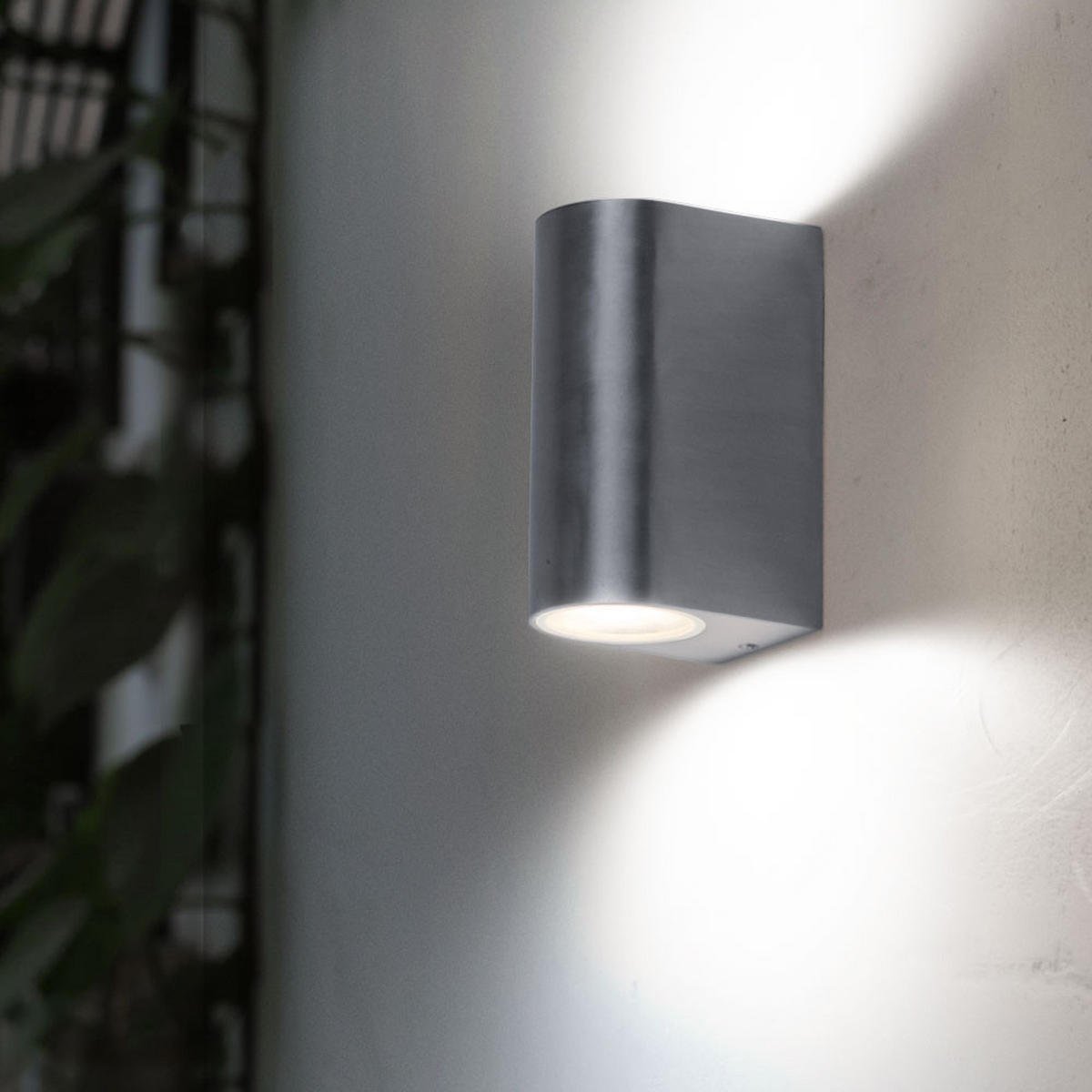 AUSSEN-WANDLEUCHTE Aluminium Silber 4er Set - Silberfarben, Glas (7/15.1/10cm)