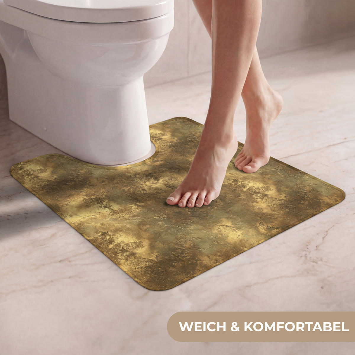 WC-VORLEGER Antik - Metallic-Look - Gold Toilettenvorleger 55x60 cm - Goldfarben, Kunststoff/Textil (55/1cm) - OnlyWow