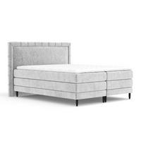 BOXSPRINGBETT Rimini Hellgrau 180/200 cm mit Matratze und Topper - Hellgrau/Schwarz, Holz/Holzwerkstoff (180/200cm) - Maison de Reve
