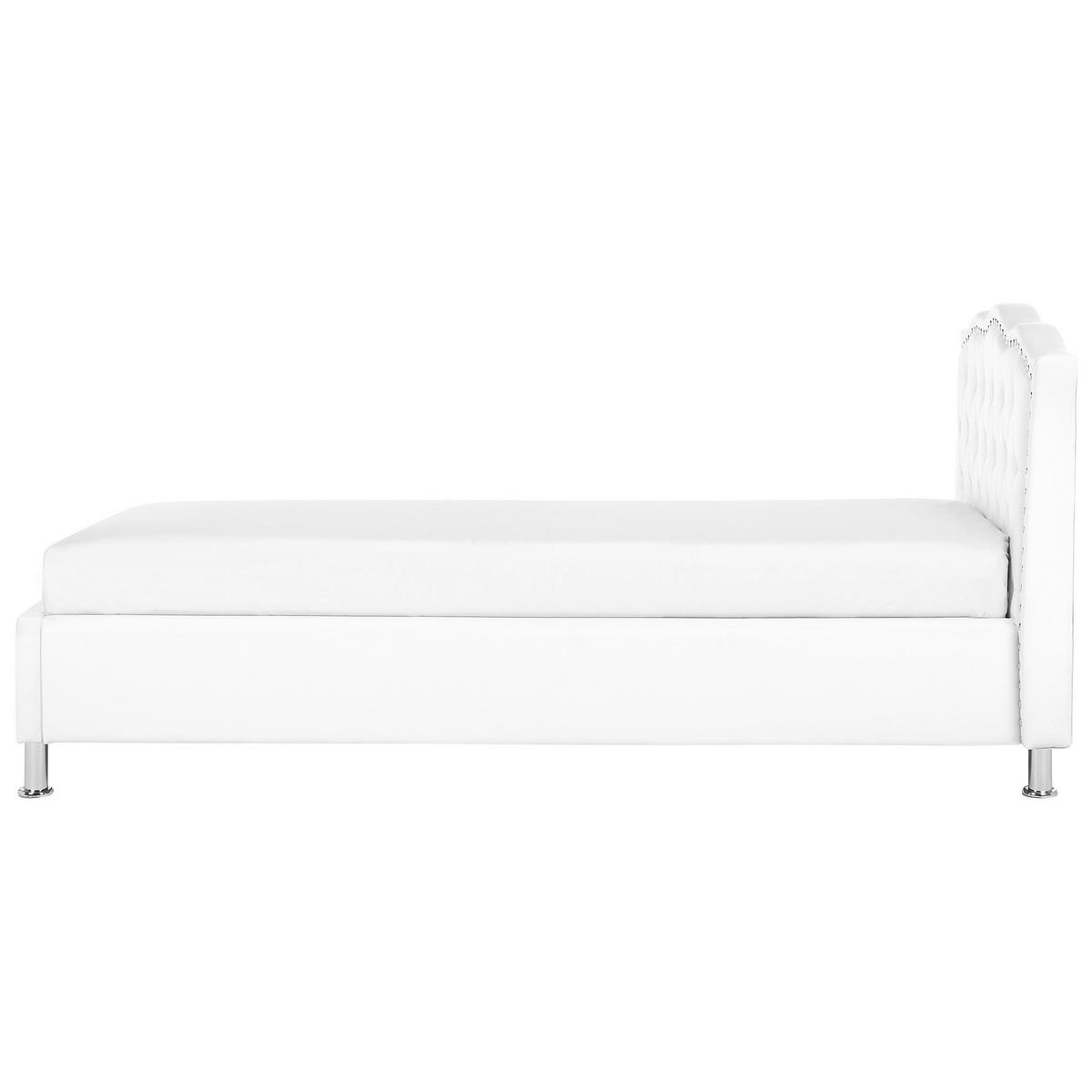 BETT 90/200cm Weiß Metz - Weiß, Kunststoff/Textil (90/200cm) - Beliani