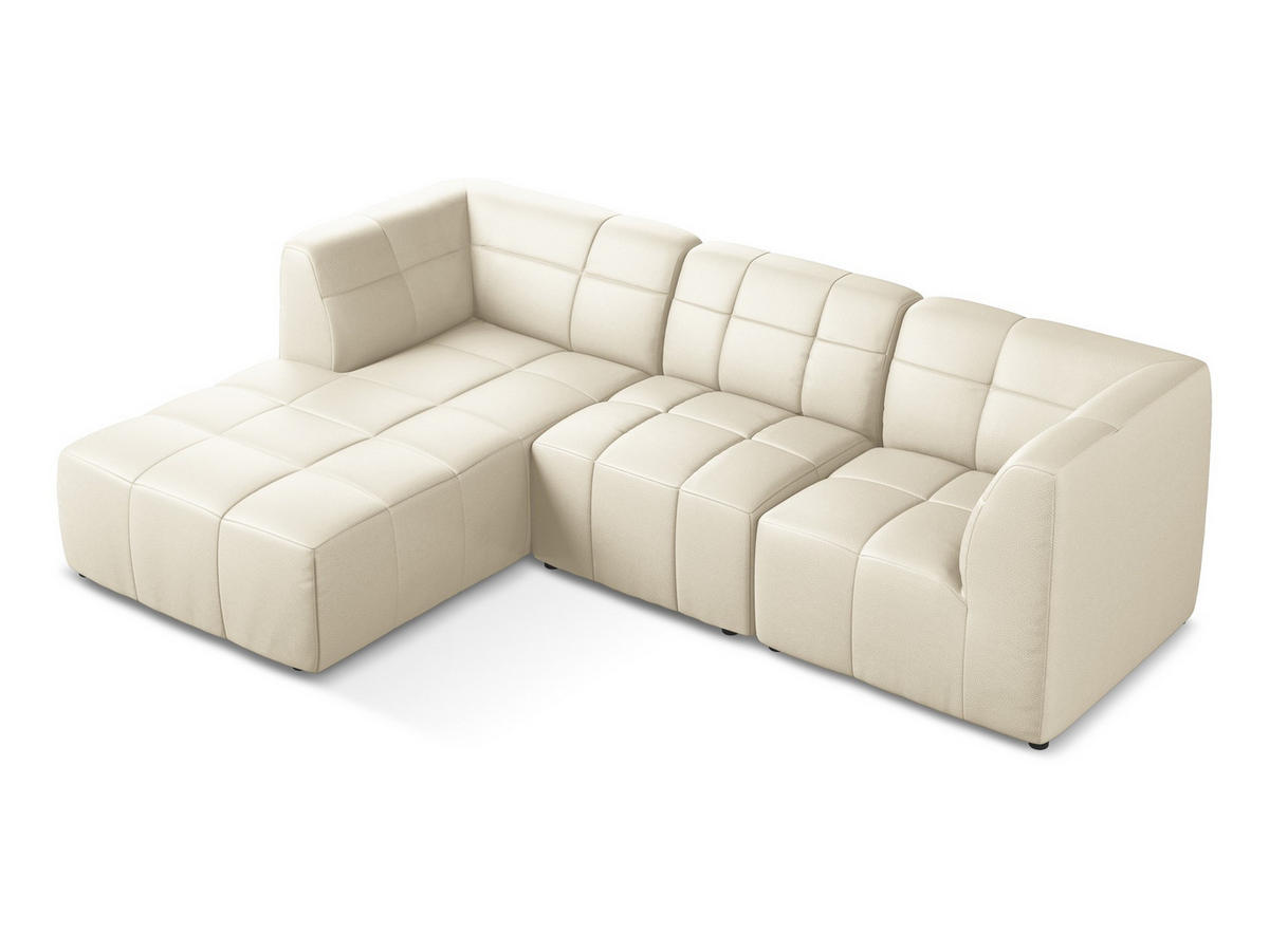 ECKSOFA Links Kunstleder Beige - Creme/Schwarz, Holzwerkstoff/Kunststoff (266/175cm) - Makamii