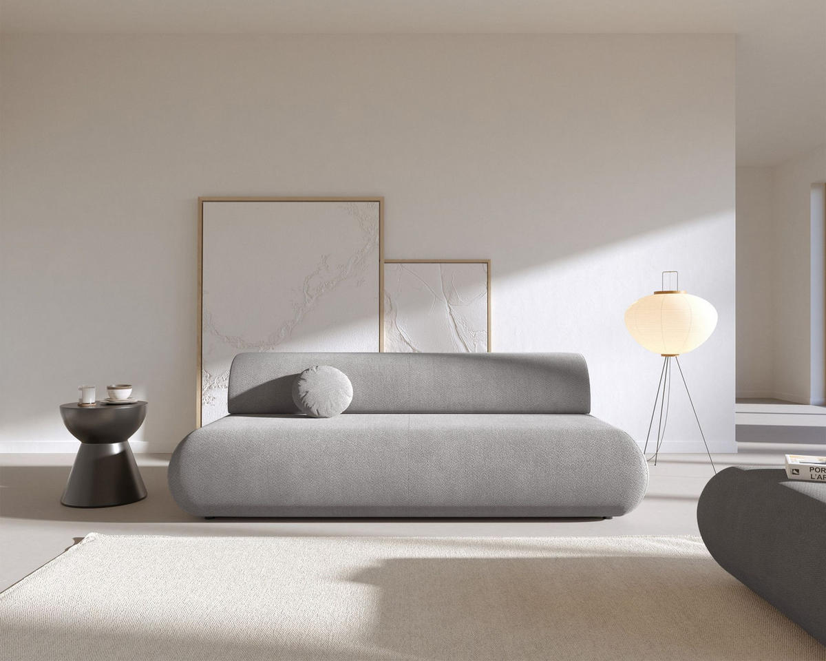 3-SITZER SCHLAFSOFA Grau Chenille - Schwarz/Grau, Kunststoff/Textil (214/74/100cm) - Selsey