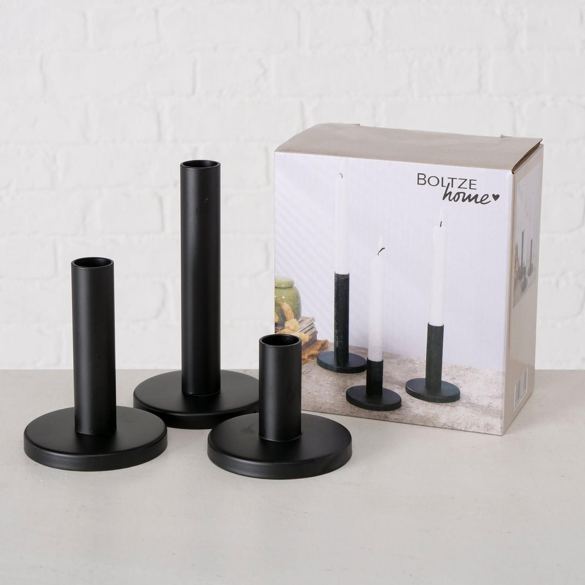 METALLKERZENHALTER 3er Set Malko - Schwarz, Metall (9/16/9cm) - Boltze Home
