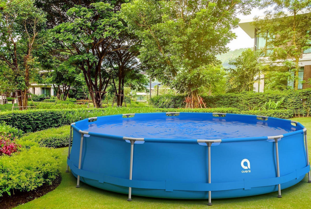POOL Komplettset Framepool rund 420 x 84 cm blau mit Filterpumpe - Blau, Kunststoff (420/84/420cm) - Avenli