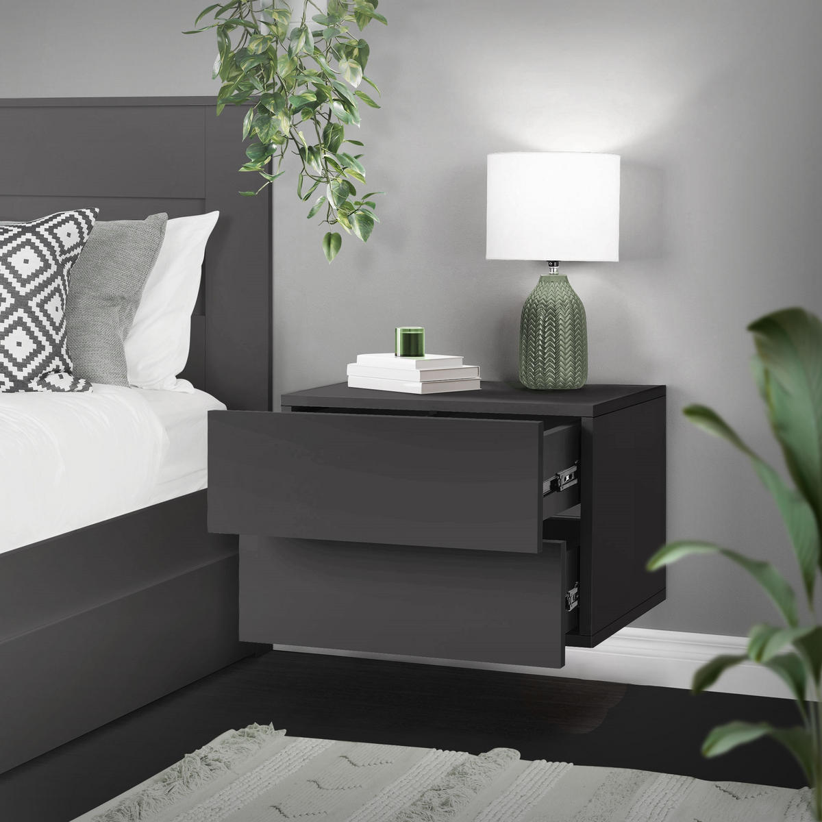 NACHTTISCH 2er Set - Dunkelgrau, Holzwerkstoff (29/30/42cm) - ML-DESIGN