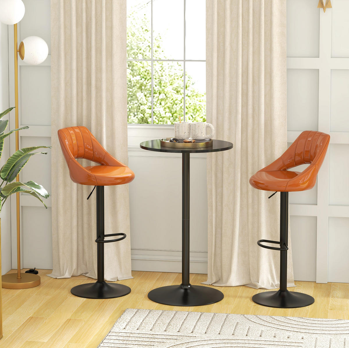 RUNDER Bartisch 60/60/102 cm mit Metallgestell in Schwarz - Schwarz, Holzwerkstoff (60/60/102cm) - BEAOK