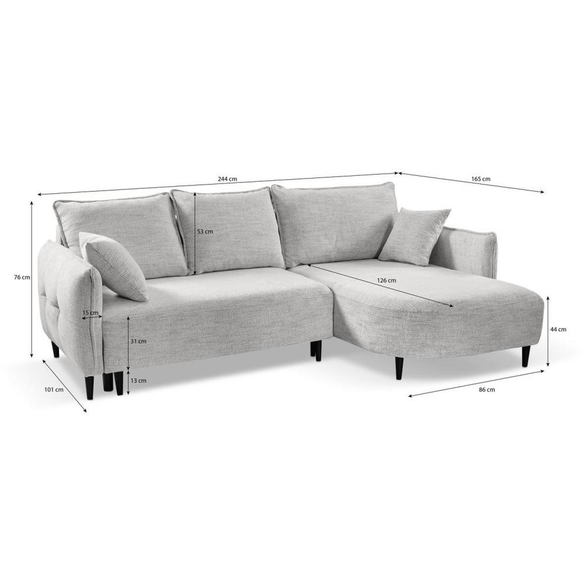 ECKSCHLAFSOFA Sycylia links beige - Beige/Schwarz, Textil (244/165cm) - Beautysofa