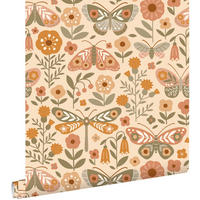 TAPETE Blumen & Schmetterlinge 50 x 900 cm - Orange, Papier (50/0.1cm) - ESTAhome