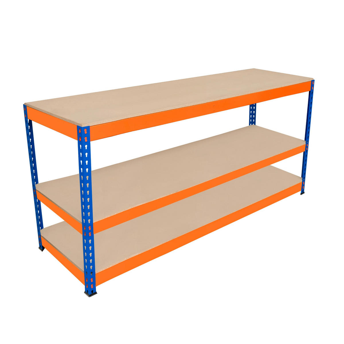 WERKBANK S-Rax 3-stöckig – 180 cm x 60 cm x 90 cm - Orange, Holzwerkstoff (180/90/60cm)