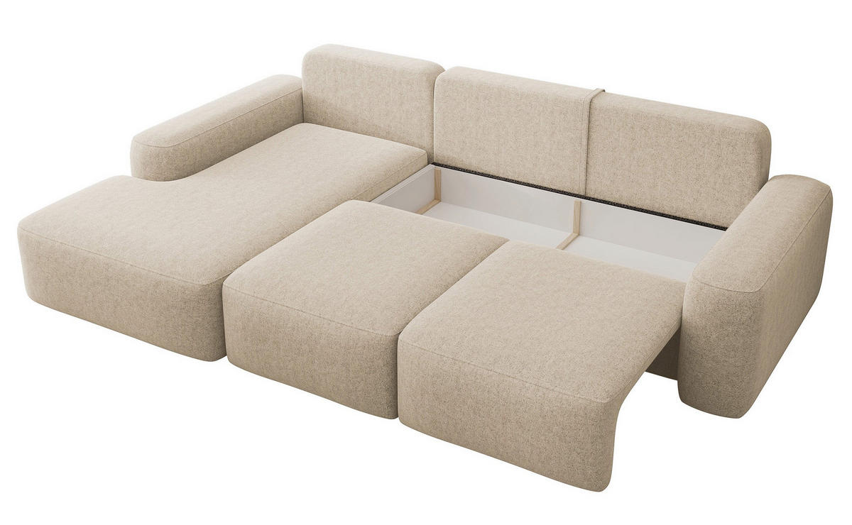 ECKSOFA Carnos Chenille-Bezug in Beige - Beige, Textil (264/162cm) - Selsey