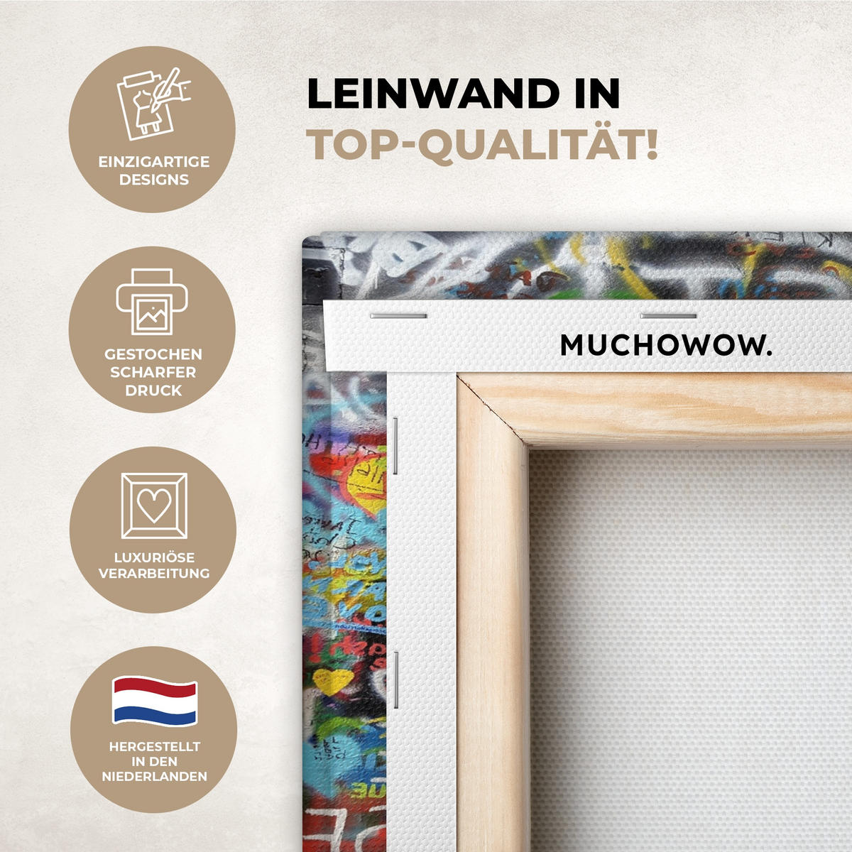 LEINWANDBILD Graffiti - Junge - Ilussie - Straßenkunst Deko Schlafzimmer 30x20 cm - Hellgrau, Textil (30/20cm) - MuchoWow