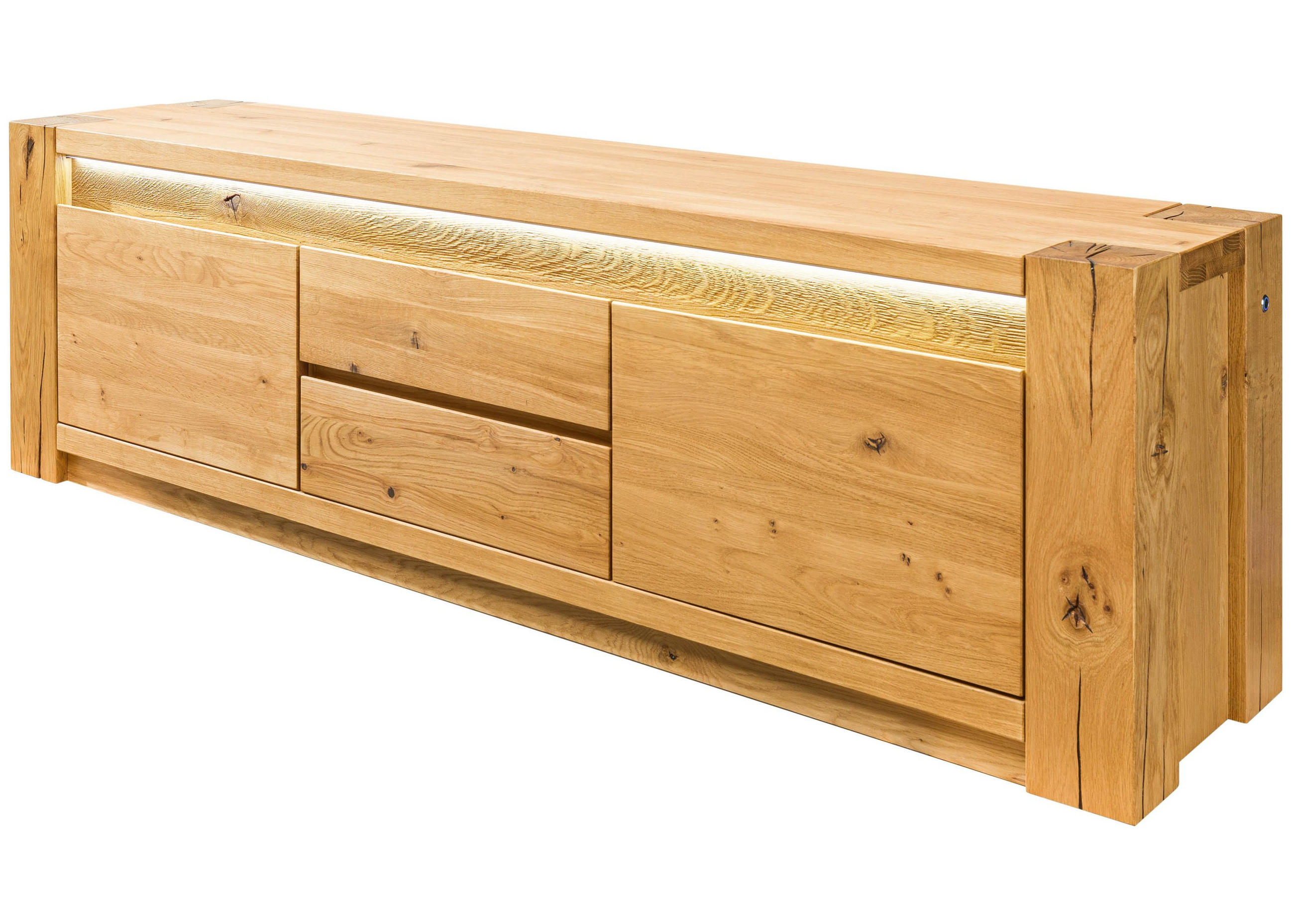 TV-BOARD Wildeiche 173x40x53 natur geölt KENT #110 - Naturfarben, Holz (173/53/40cm) - Massivmoebel24