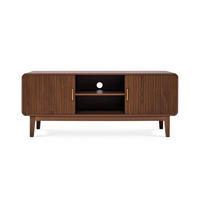 TV-STÄNDER MILO Nussbaumholzfarbe im Retro-Stil - Goldfarben/Braun, Holz/Metall (40/60/145cm) - Sicaan