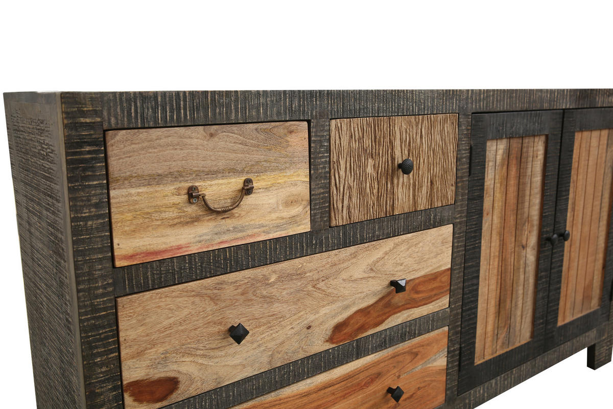 SIDEBOARD Erik Mangoholz Mehrfarbig 88x40x165cm - Multicolor, Holz (40/88/40cm) - DELUKE