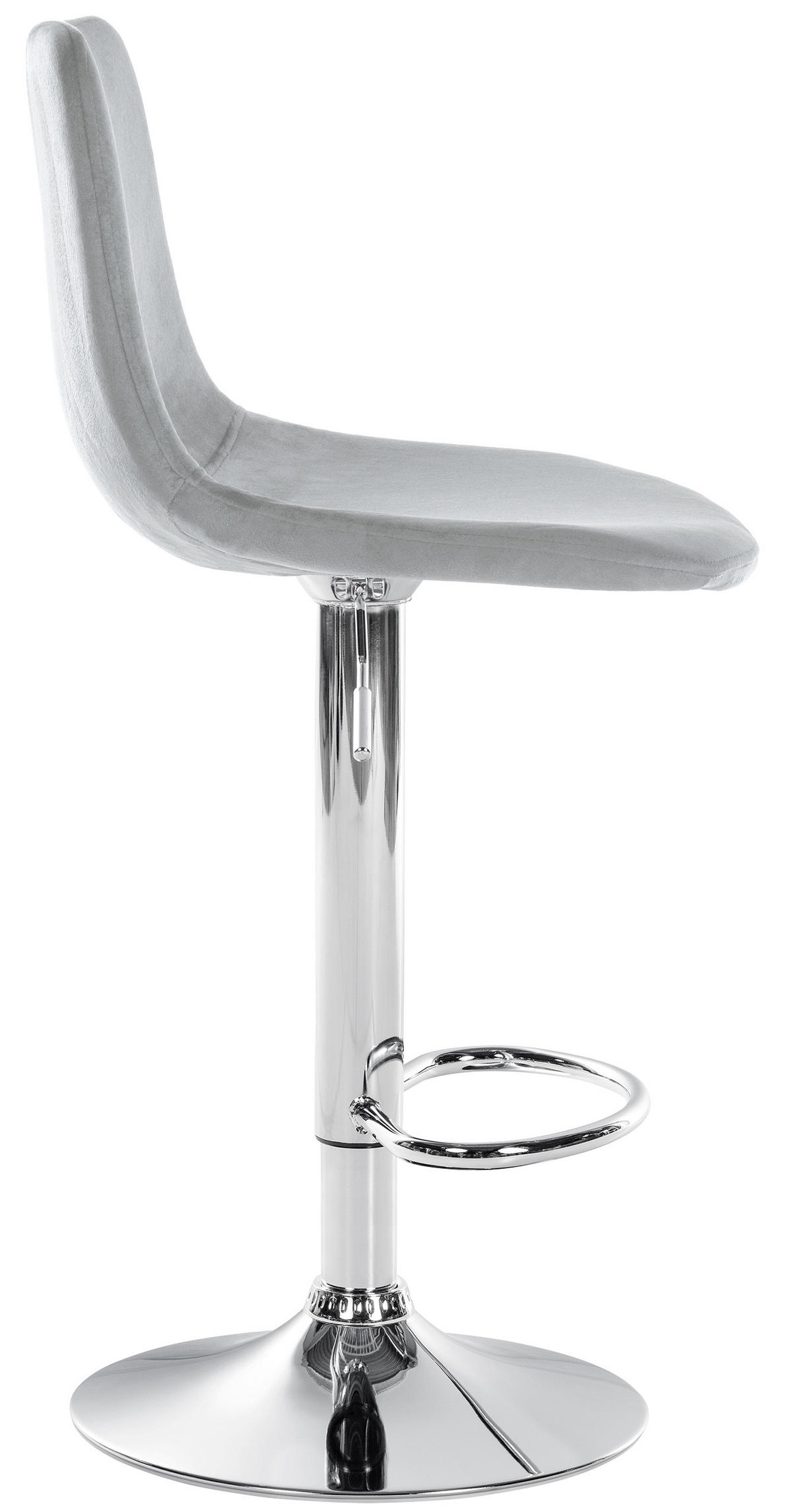 BARHOCKER 2er Set Samt grau - Chromfarben/Grau, Textil/Metall (44/88/43cm) - CLP