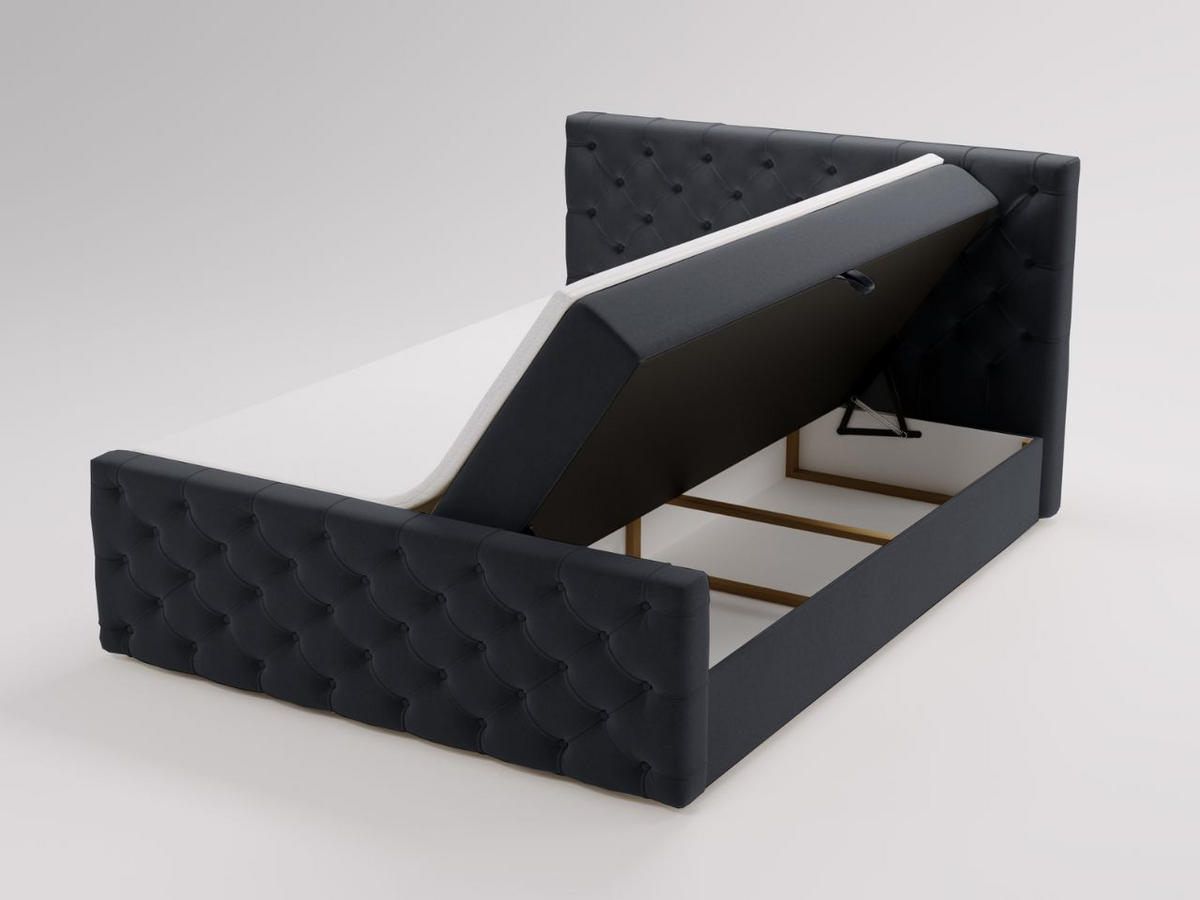 BOXBETT Montego 160x200 Dunkelgrau - Dunkelgrau, Holz/Textil (160/200cm) - Graingold