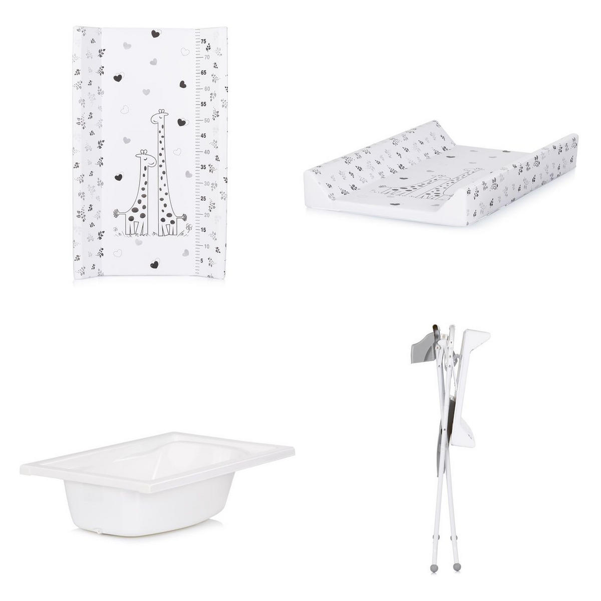 BABYWANNE Wickeltisch Aqua grau 2 in 1 Zubehörfach klappbar Ständer Stopfen - Grau, Kunststoff (61/80cm) - Chipolino