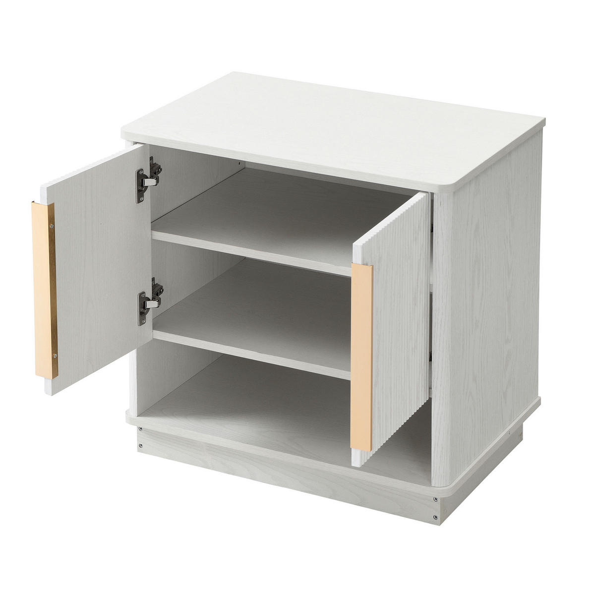 SCHUHSCHRANK 60 x 40 x 61 cm MDF Weiß mit 2 Türen und offenem Fach - Weiß, Holz (40/61/60cm) - Beauniv