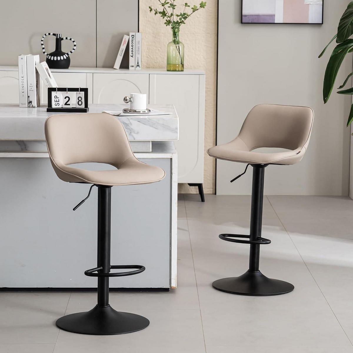 BARHOCKER 2er Set Höhenverstellbar Drehstuhl Khaki - Olivgrün, Kunststoff (49/80/44cm)